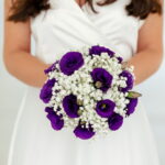 Buchet de mireasa cu lisianthus și gypsophila B148