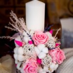Lumanare de botez cu flori criogenate LB052