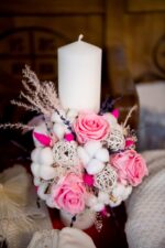 Lumanare de botez cu flori criogenate LB052