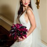 Buchet de mireasa cu cale grena si roz-mov B112