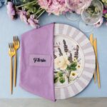 Farfurie suport lila cu flori LW86