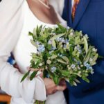 Buchet de cununie civilă din frunze de maslin si oxypetalum bleo CO061