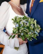 Buchet de cununie civilă din frunze de maslin si oxypetalum bleo CO061